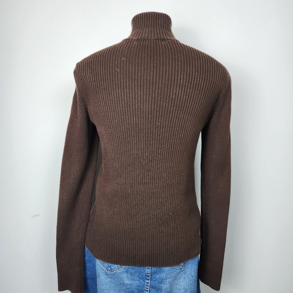 RLL Vintage Ribbed Brown Cardigan Jacket  Equestrian Size M Horse Bridle Print - Picture 6 of 14